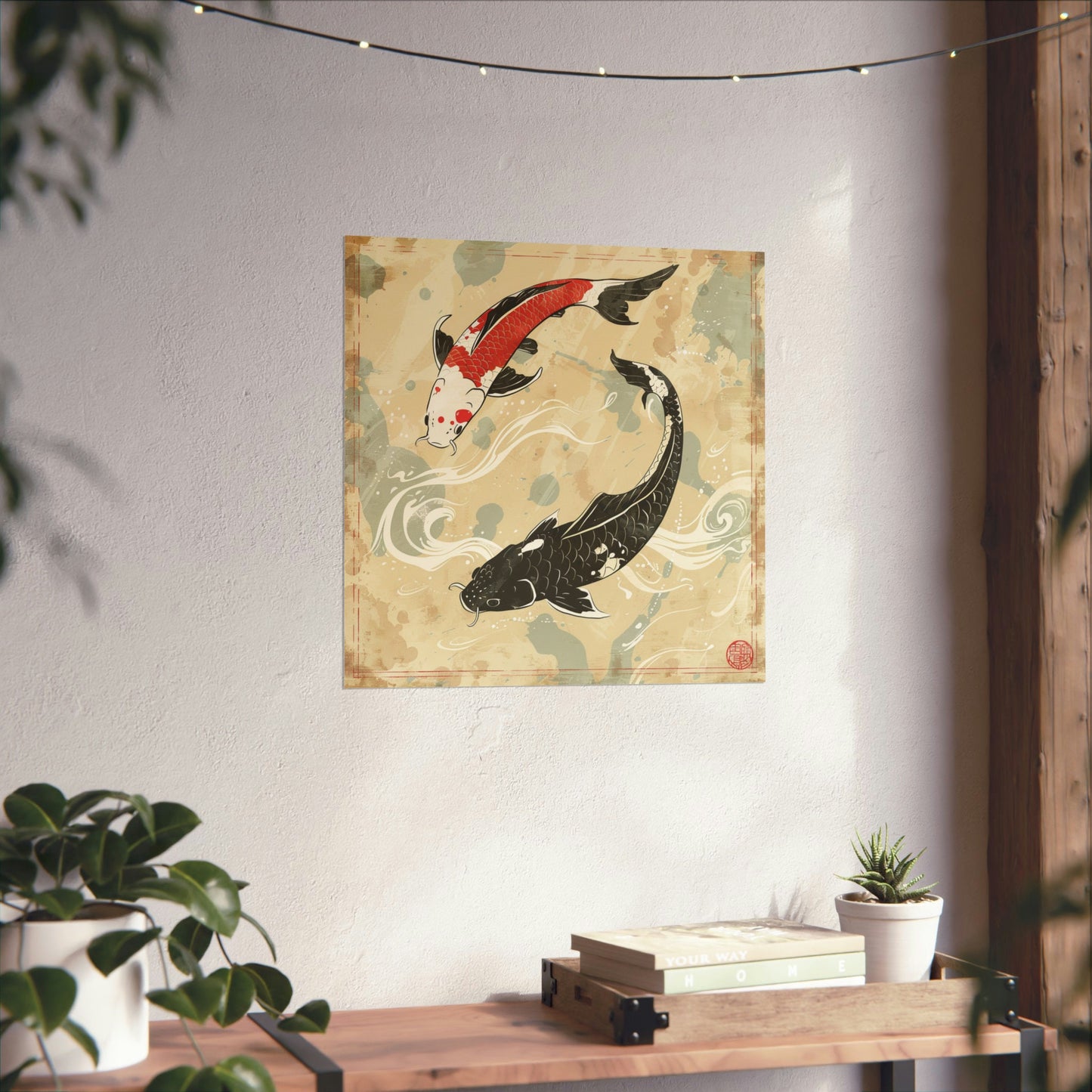 Koi Fish in Japanese Art Style, Japanese Wall Art, Koi Fish Wall Art, Japanese Poster, Animal Living Decor, Animal Wall Art