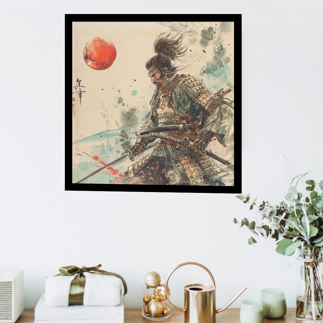 Samurai Last Stand Poster, Samurai in Japanese Art Style, Japanese Wall Art, Samurai Wall Art, Japanese Samurai Poster