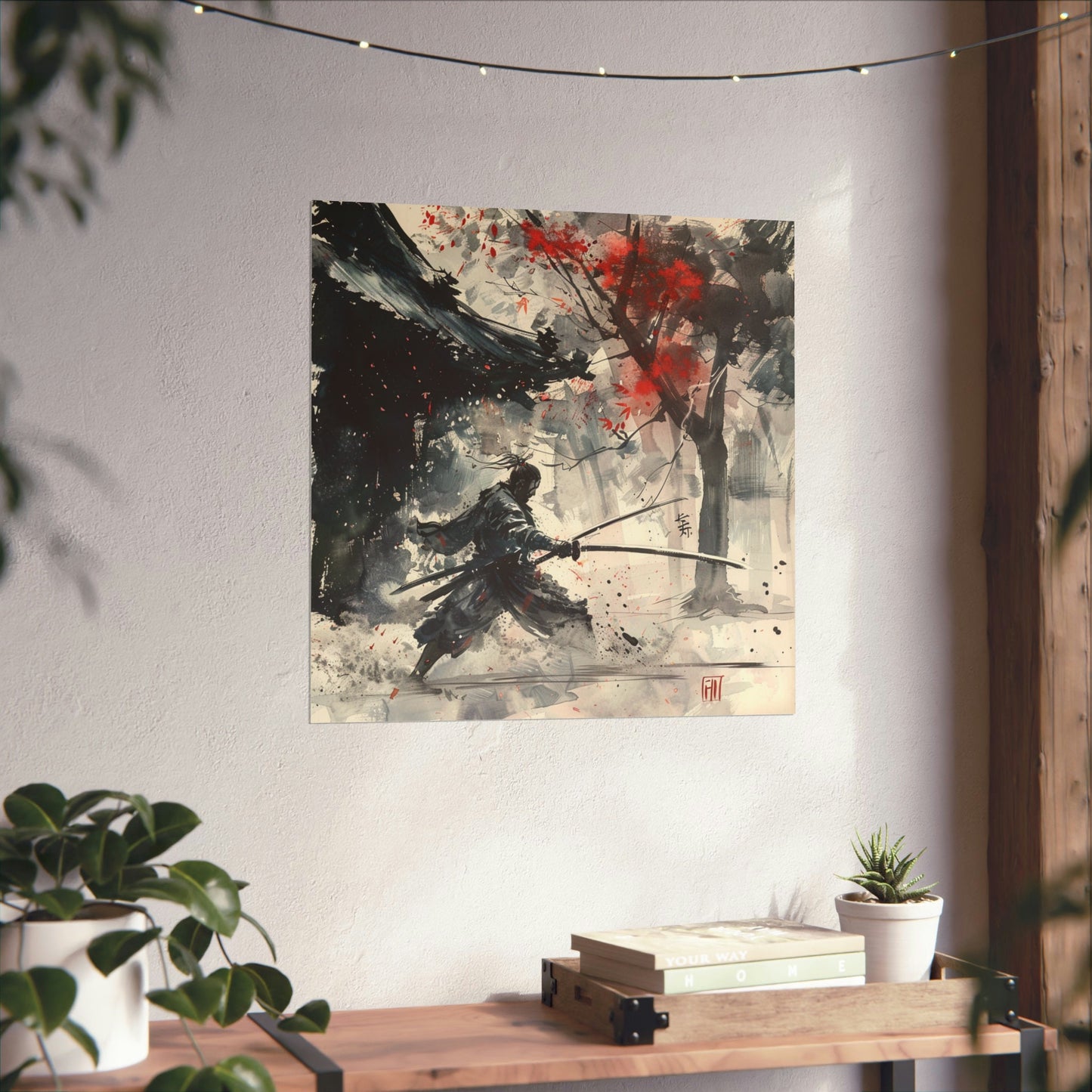 Samurai in Japanese Art Style, Samurai Wall Art, Japanese Poster, Japanese Fine Art, Samurai Poster, High Quality Poster, Office Decor