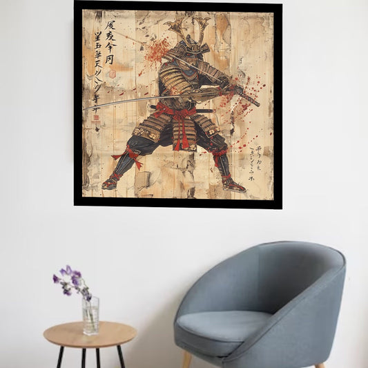 Samurai in Japanese Art Style, Japanese Wall Art, Samurai Wall Art, Japanese Samurai Poster, Japanese Fine Art, Japanese VIntage Wall Art