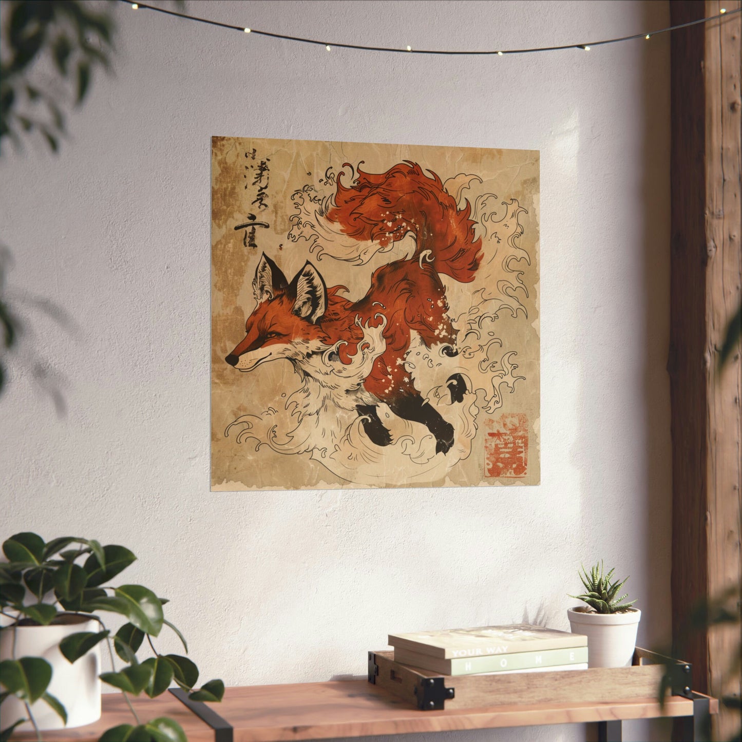 Fox in Japanese Art Style, Japanese Wall Art, Fox Wall Art, Animal Wall Decor, Animal Poster, Eccentric Animal Poster, Japanese Fine Art