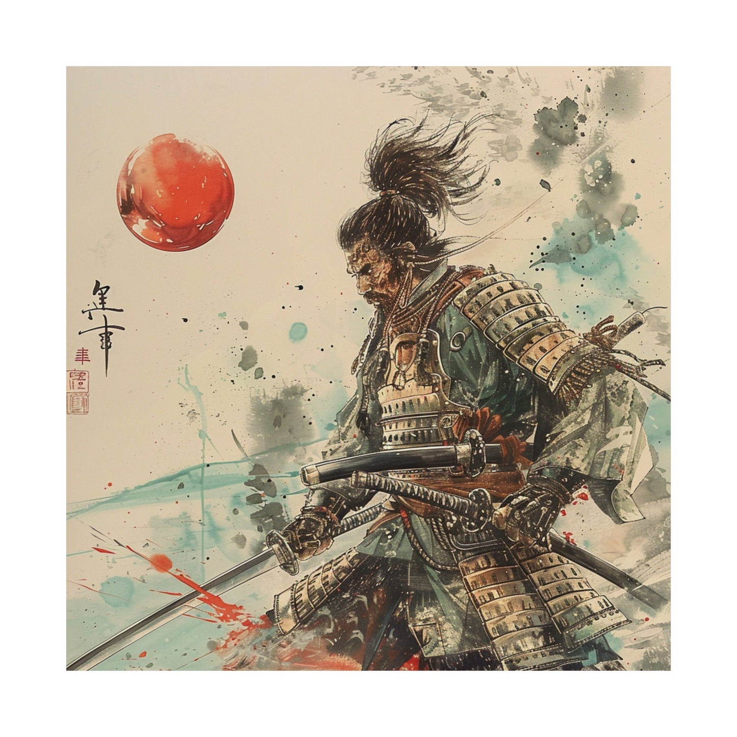 Samurai Last Stand Poster, Samurai in Japanese Art Style, Japanese Wall Art, Samurai Wall Art, Japanese Samurai Poster