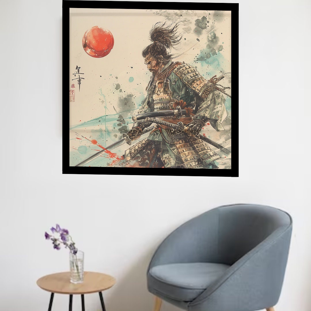 Samurai Last Stand Poster, Samurai in Japanese Art Style, Japanese Wall Art, Samurai Wall Art, Japanese Samurai Poster