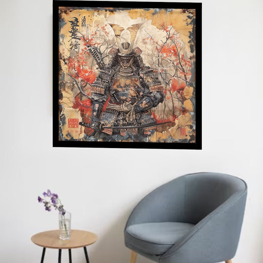 Samurai in Japanese Art Style, Japanese Wall Art, Samurai Art, Japanese Samurai Poster, Japanese VIntage Wall Art, High Quality Wall Art