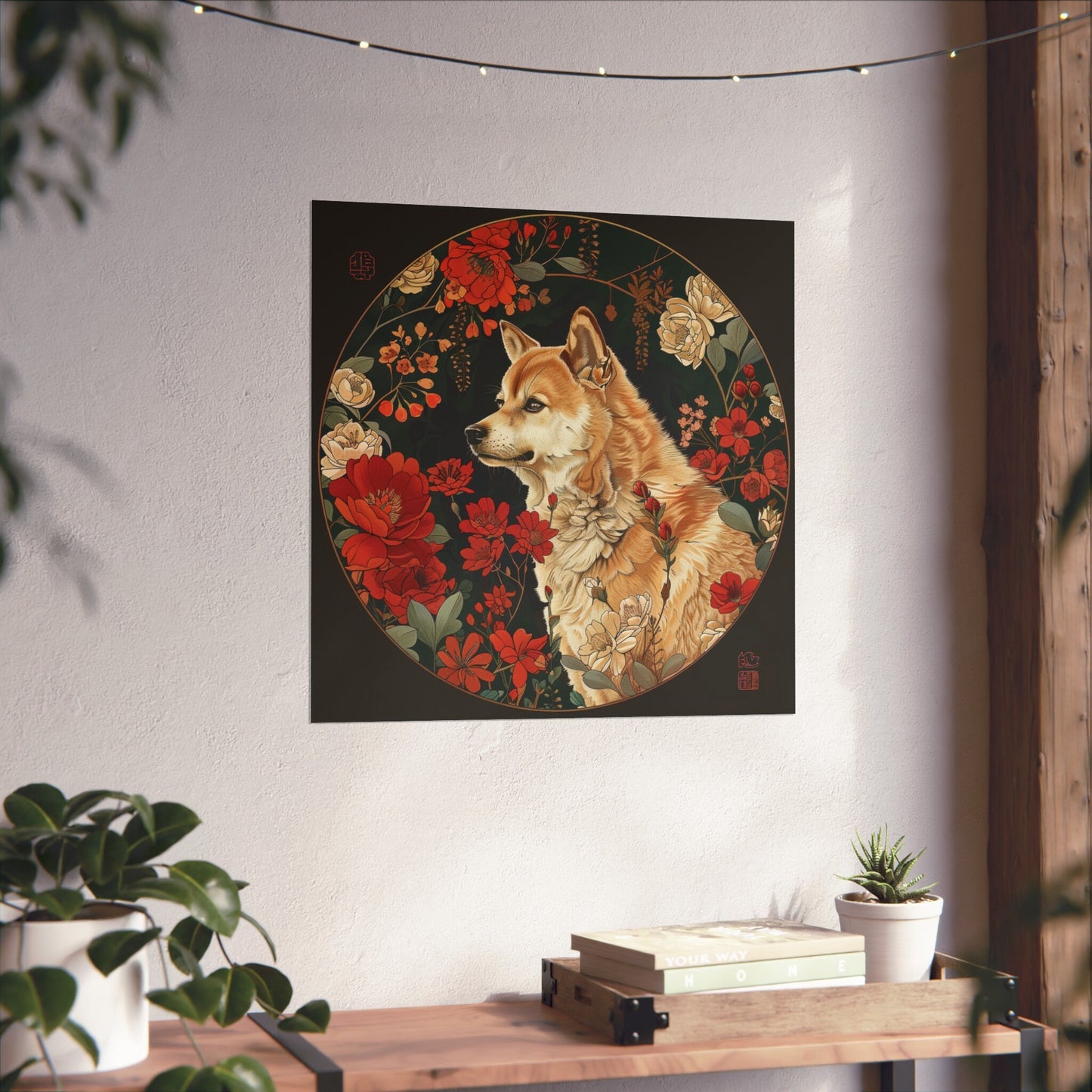 Shiba Dog in Japanese Art Style, Dog Wall Art, Japanese Poster, Japanese Fine Art, Animal Wall Art, Cute Dog Poster, Dog Poster