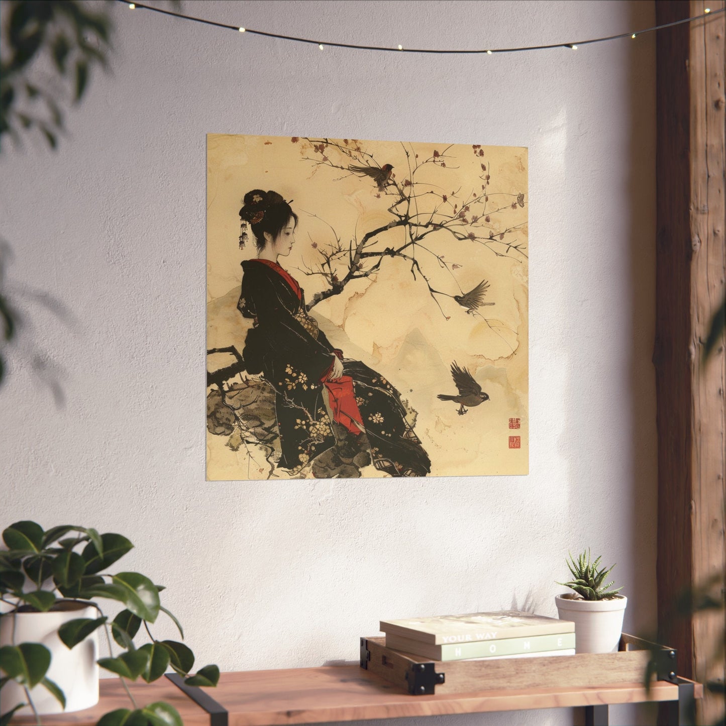 Japanese Girl in Kimono Wall Art, Japanese Wall Art, Gallery Wall Art, Japanese Poster.  Japanese Fine Art, Japanese VIntage Wall Art