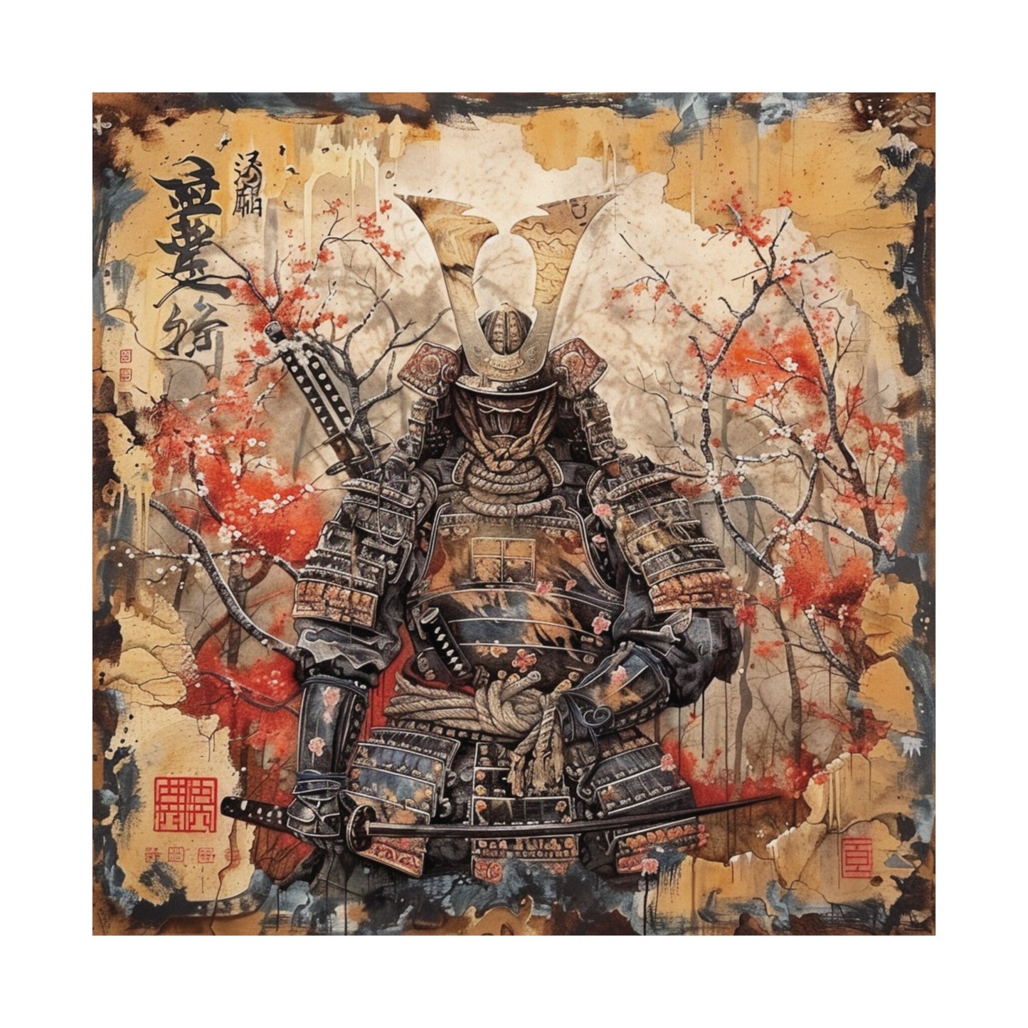 Samurai in Japanese Art Style, Japanese Wall Art, Samurai Art, Japanese Samurai Poster, Japanese VIntage Wall Art, High Quality Wall Art