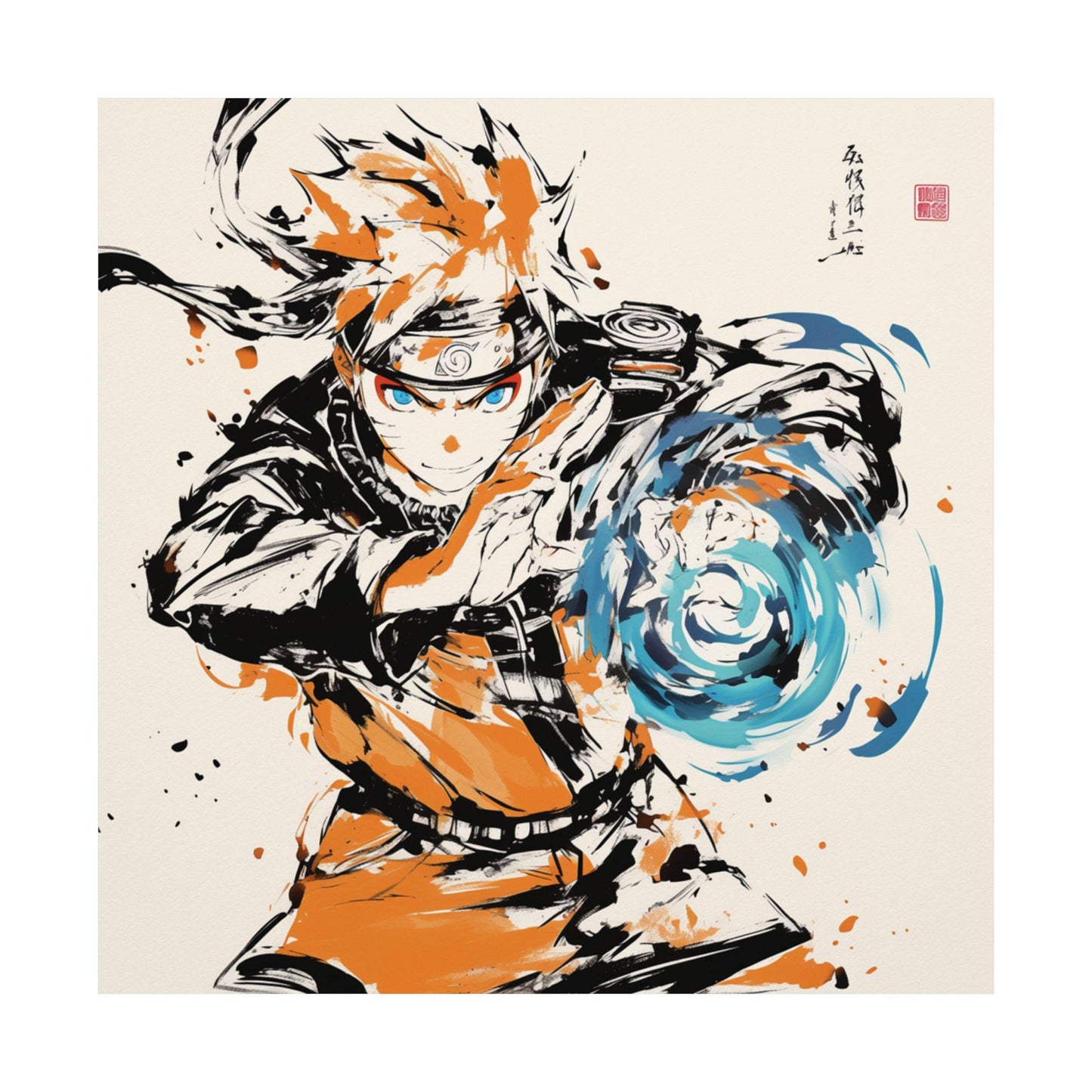 Naruto in Japanese Art Style, Japanese Fine Art, Anime Wall Art, High Quality Poster, Ink Wash Style, Naruto Poster, Naruto Wall Art