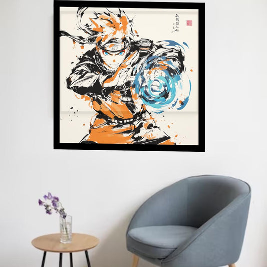 Naruto in Japanese Art Style, Japanese Fine Art, Anime Wall Art, High Quality Poster, Ink Wash Style, Naruto Poster, Naruto Wall Art