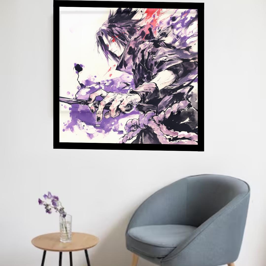 Sasuke in Japanese Art Style, Japanese Fine Art, Anime Wall Art, High Quality Poster, Naruto Poster, Colorful Art Poster, Sasuke Poster