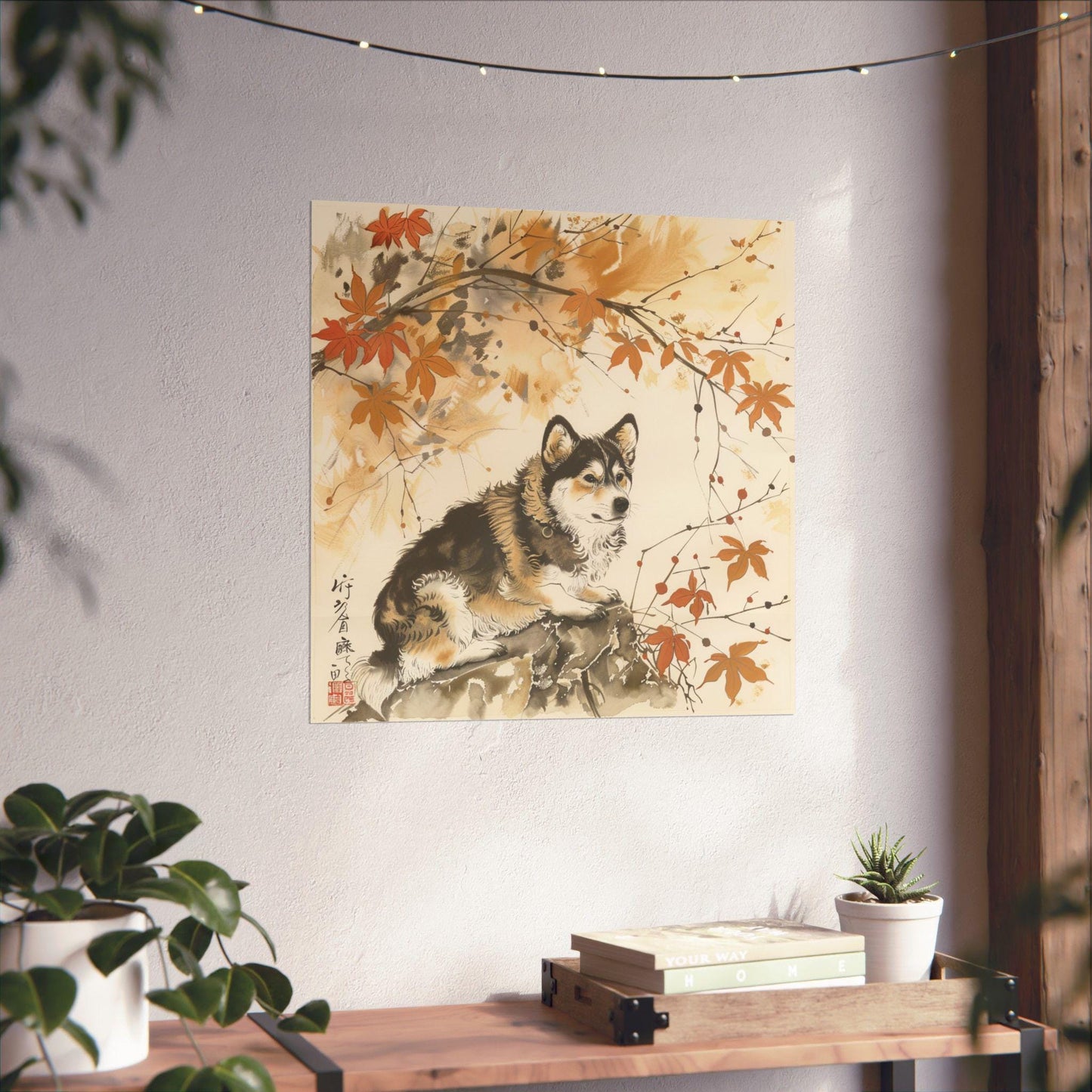 Husky Laying Down in Japanese Art Style, Japanese Poster, Japanese Fine Art, Dog Poster, High Quality Poster, Office Decor, Cute Dog Poster