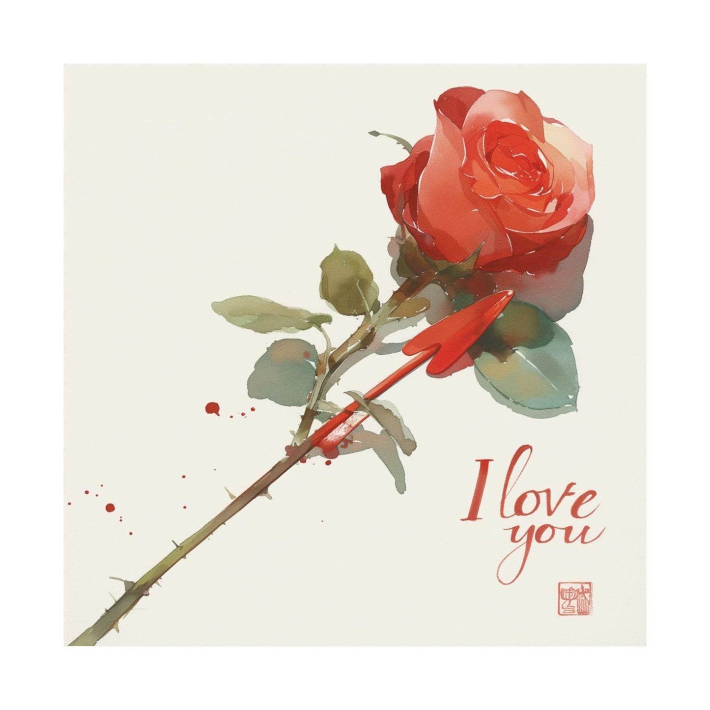 I Love You Poster in Japanese Art Style, Kitchen Wall Art, Valentine Day Poster, Holiday Gift for Friend, Gift For Her, Valentine Poster