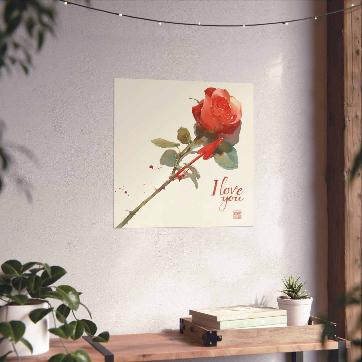 I Love You Poster in Japanese Art Style, Kitchen Wall Art, Valentine Day Poster, Holiday Gift for Friend, Gift For Her, Valentine Poster