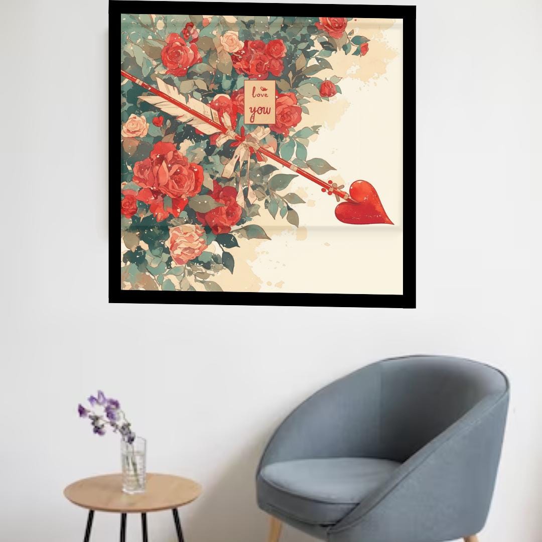 Love Yoy Poster in Japanese Art Style, Kitchen Wall Art, Valentine Day Poster, Holiday Gift for Friend, Gift For Her, Gift For Mom