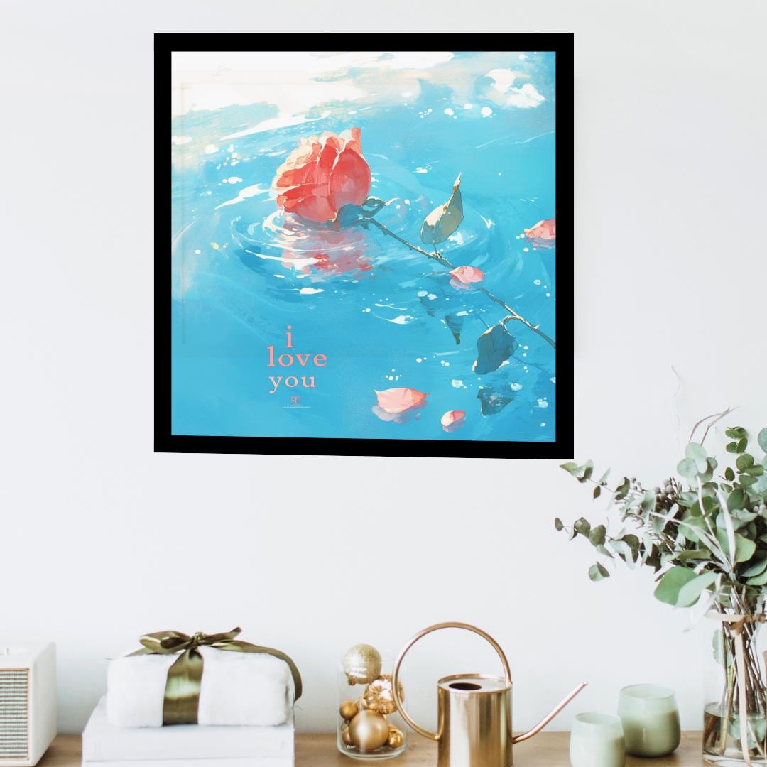 I Love You Valentine Poster in Japanese Art Style, Kitchen Wall Art, Valentine Day Poster, Holiday Gift for Friend, Gift For Her