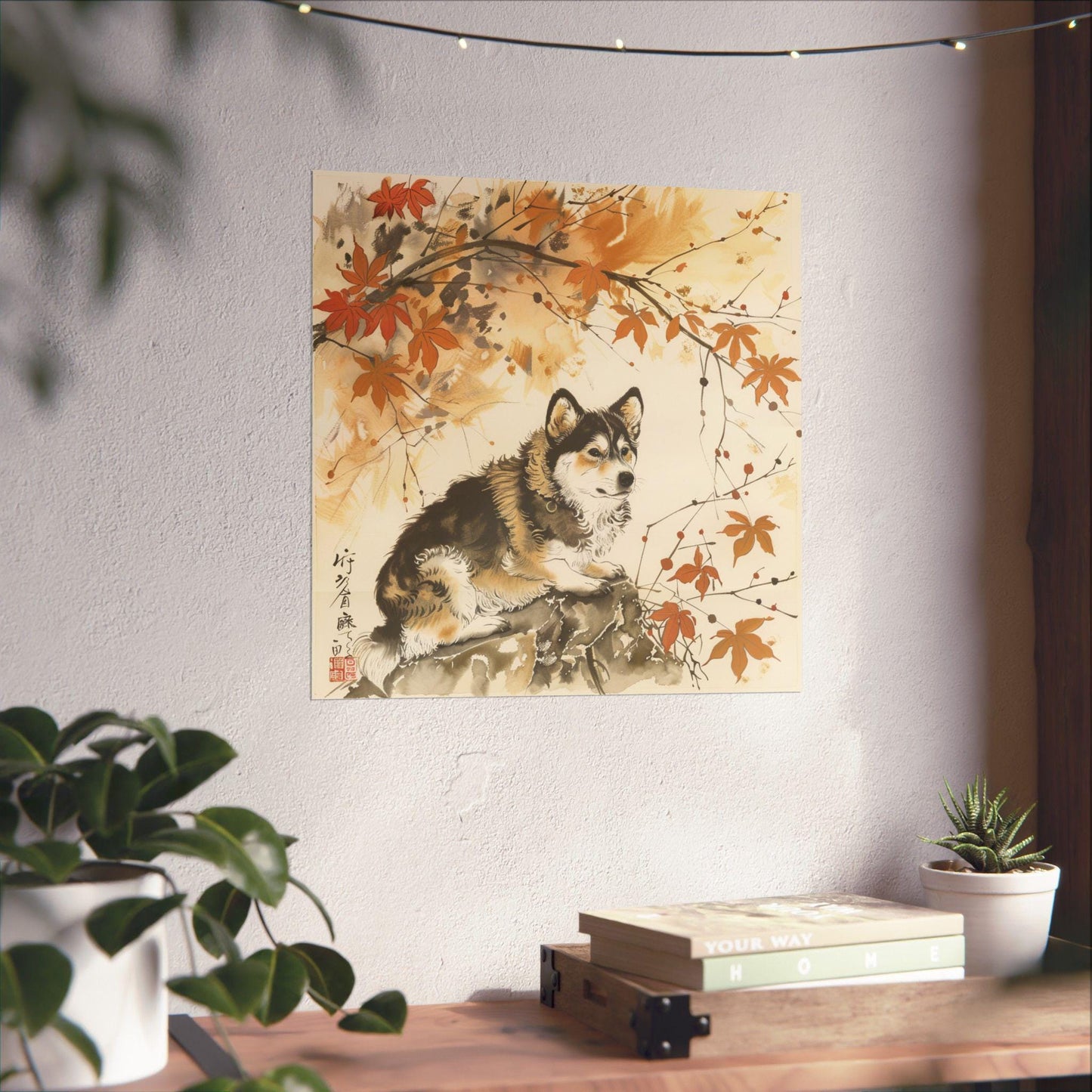 Husky Laying Down in Japanese Art Style, Japanese Poster, Japanese Fine Art, Dog Poster, High Quality Poster, Office Decor, Cute Dog Poster