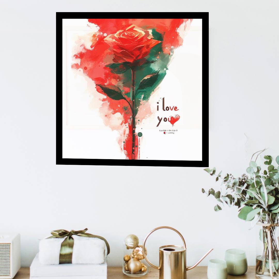 I Love You Poster in Japanese Art Style, Retro Style,  Kitchen Wall Art, Valentine Day Poster, Gift For Her, Gift For GirlFriend